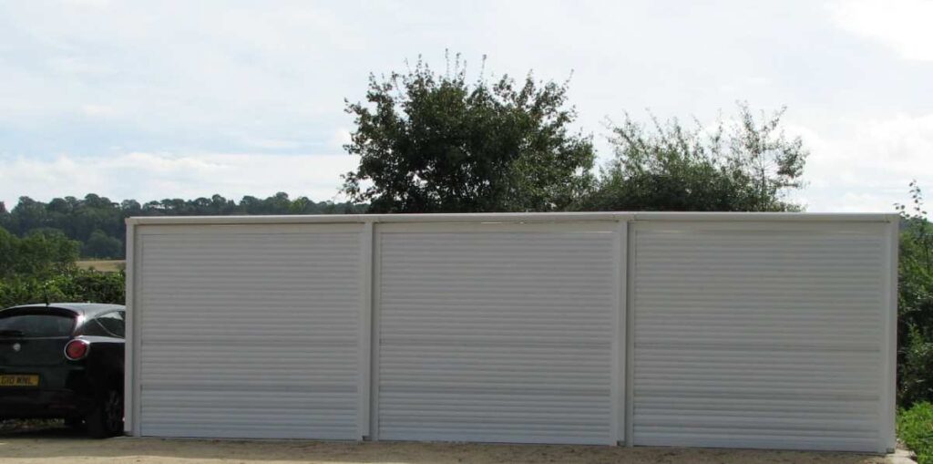 3 System Concrete Battery Garages LX with Roller Shutter doors